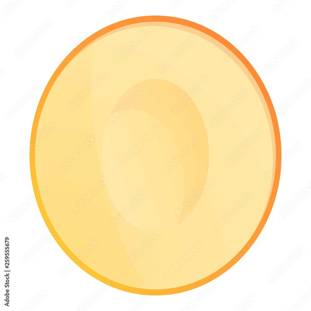 Half clean melon icon. Cartoon of half clean melon vector icon for web design isolated on white background
