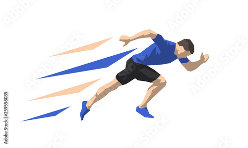 Running man, flat design isolated vector illustration. Run, start