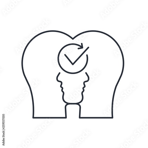 The customer and seller. To find out needs , desire, of the customer . Vector linear icon.