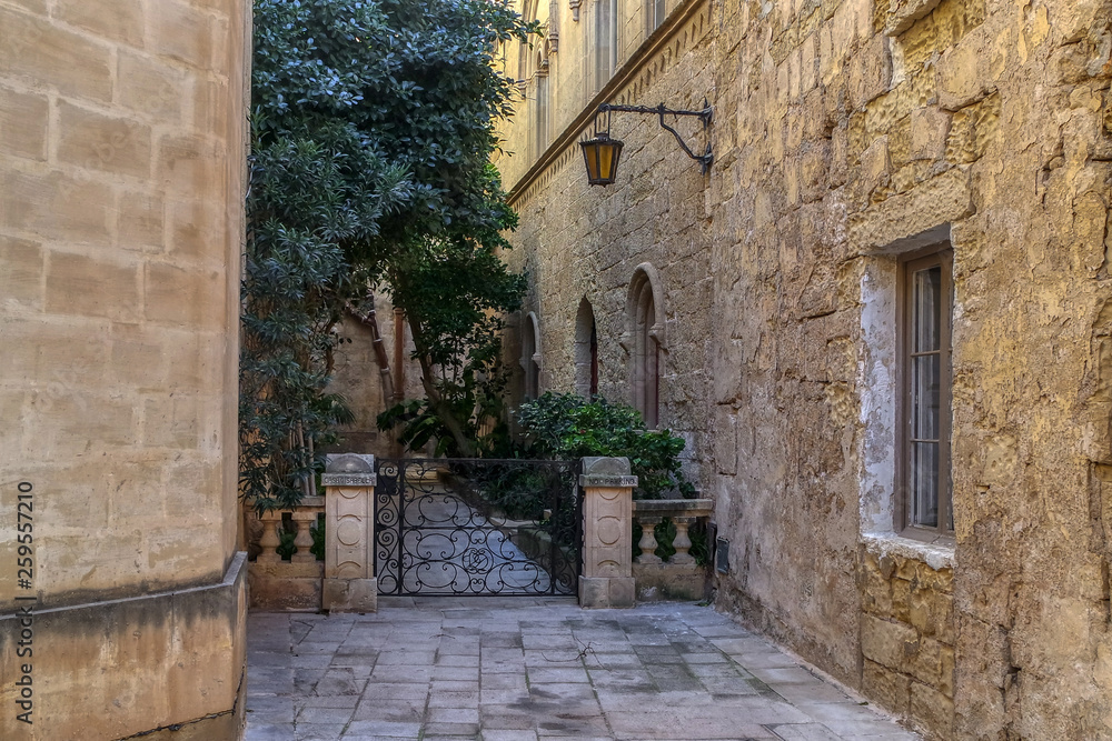 Narrow street in the town of Mdina, Malta
