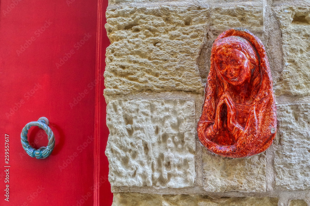 Ancient door with decoration in Mdina, Malta