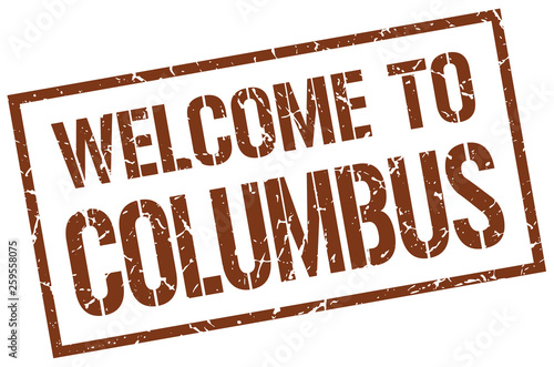 welcome to Columbus stamp