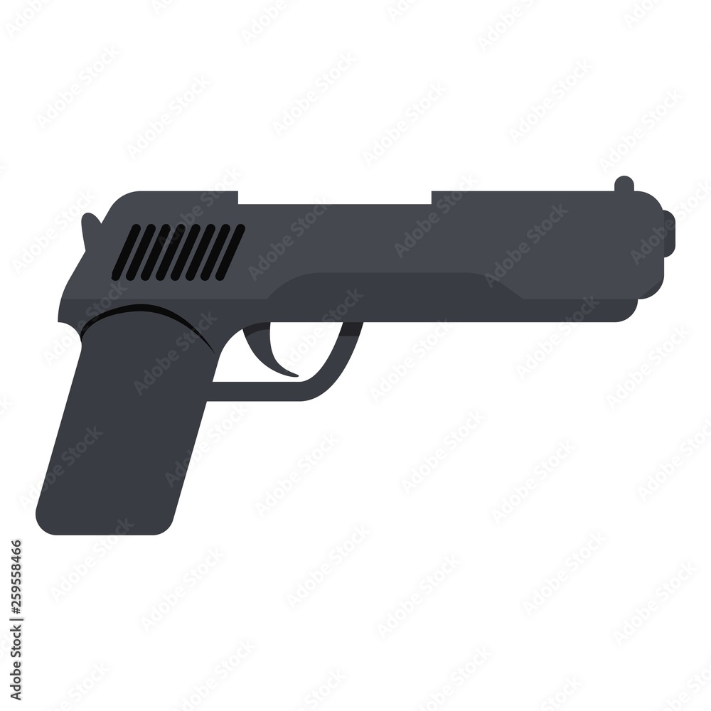 Police pistol icon. Cartoon of police pistol vector icon for web design isolated on white background