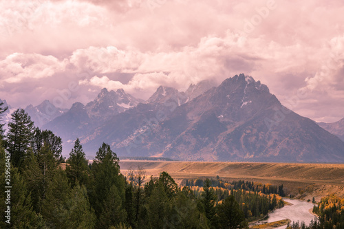 Scenic Tetons Mountain Range in Wyoming in Fall