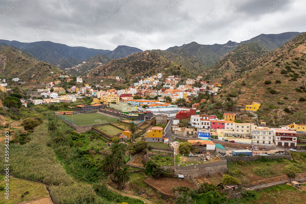 Village of Vallehermoso at La Gomera. Canary Islands.Spain