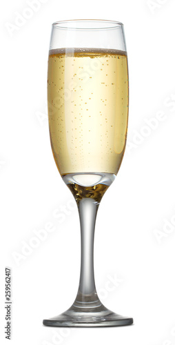 glass of champagne isolated on white background