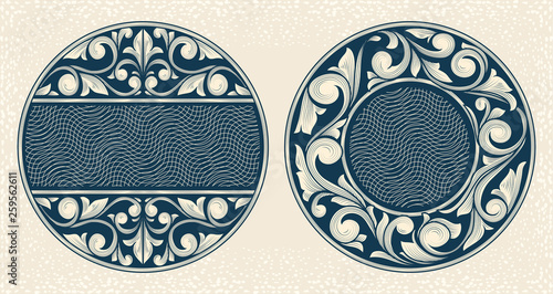 Vintage decorative floral design elements	