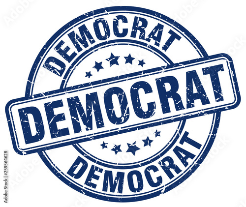democrat blue grunge round vintage rubber stamp
