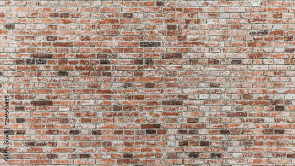 Fototapeta premium Mur z czerwonej cegły, stary tekstura tło ściany z czerwonej cegły.