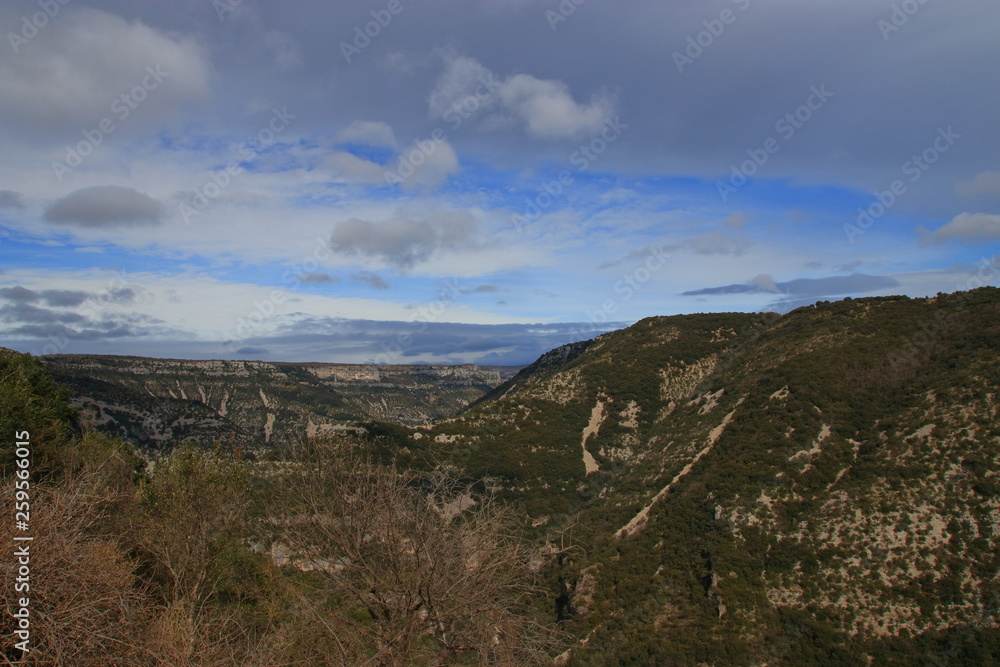 Mediterranean landscape in Herault, Occitanie in the southern of France Mediterranean landscape in Herault, Occitanie in the southern of France