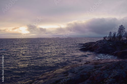 clouds sunset over sea in Norway 