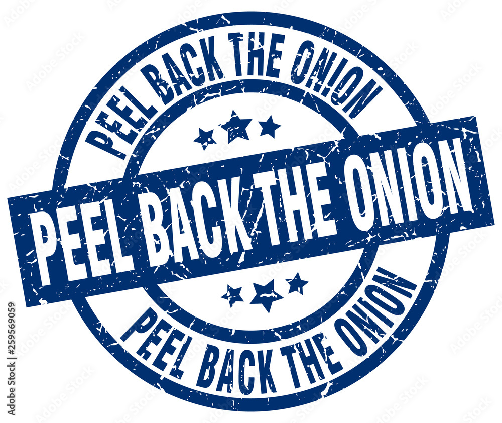 Fototapeta premium peel back the onion blue round grunge stamp