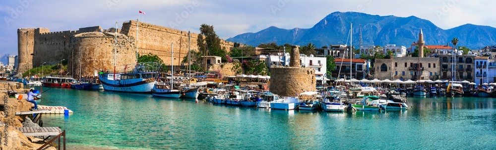 Landmarks of Cyprus island - medieval Kyrenia town (turkish part)