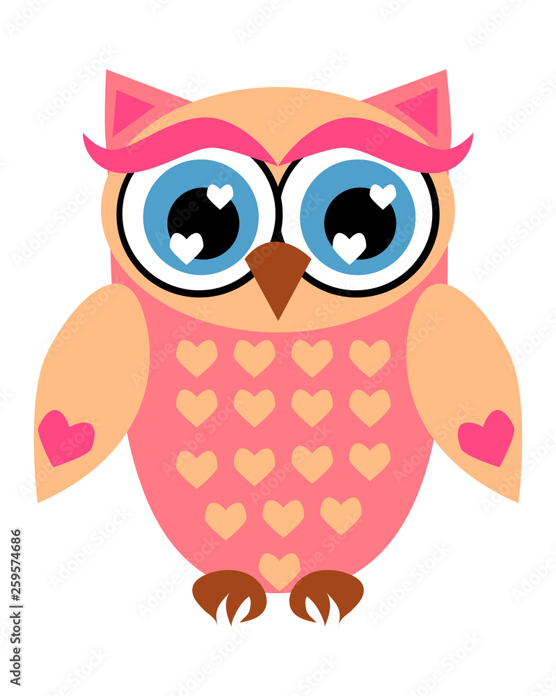 Fototapeta premium Cute girl owls. Baby showers, parties for baby girls.