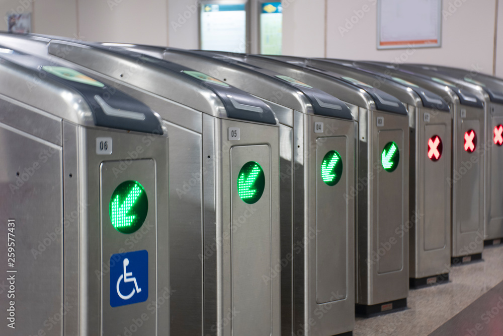 Entrance ticket scanner machine for metro train. Entrance ticket scanner machine for metro train.