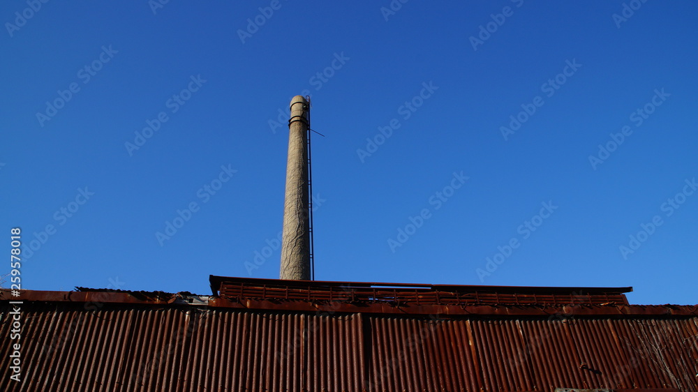 factory ruins chimney pipe