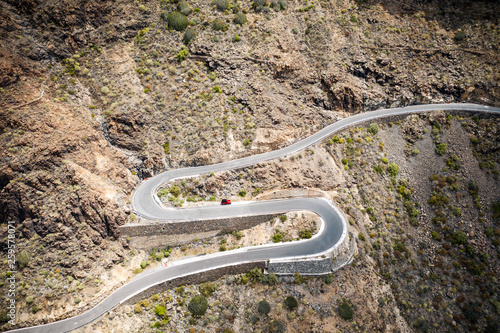 Aerial photo of summer road. Free space for your decoration. Landscape of Gran Canaria island 