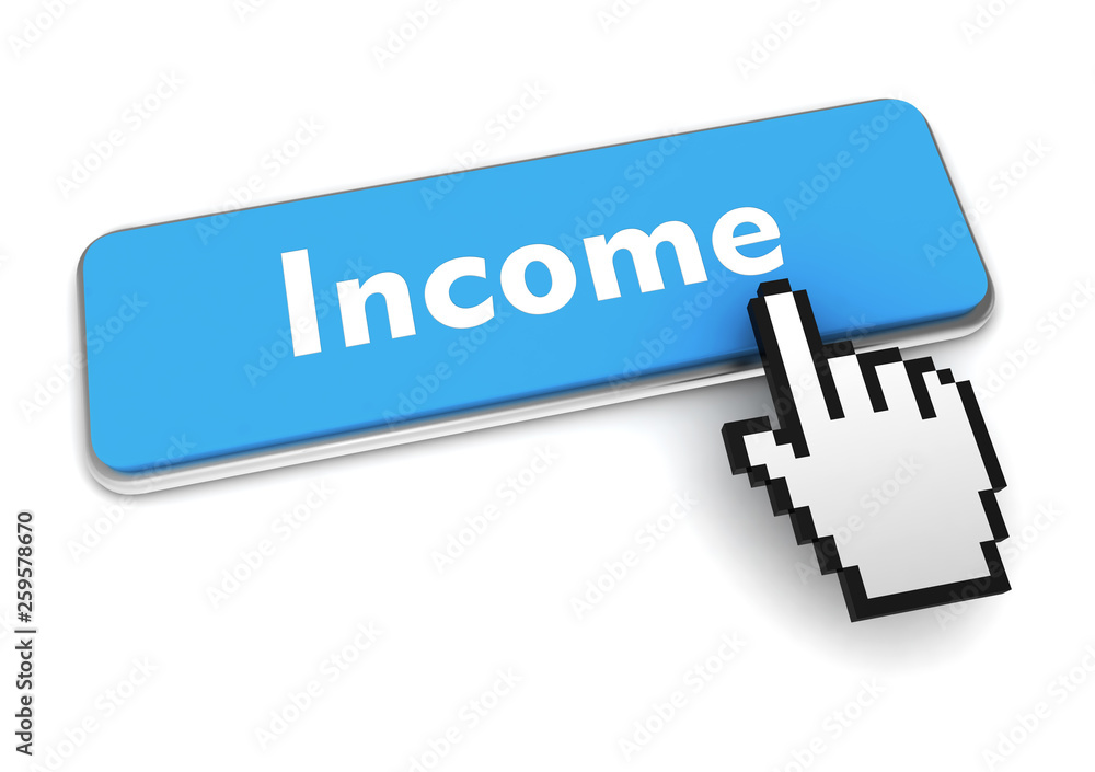 income push button concept 3d illustration income push button concept 3d illustration