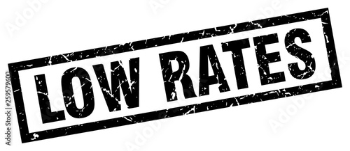 square grunge black low rates stamp