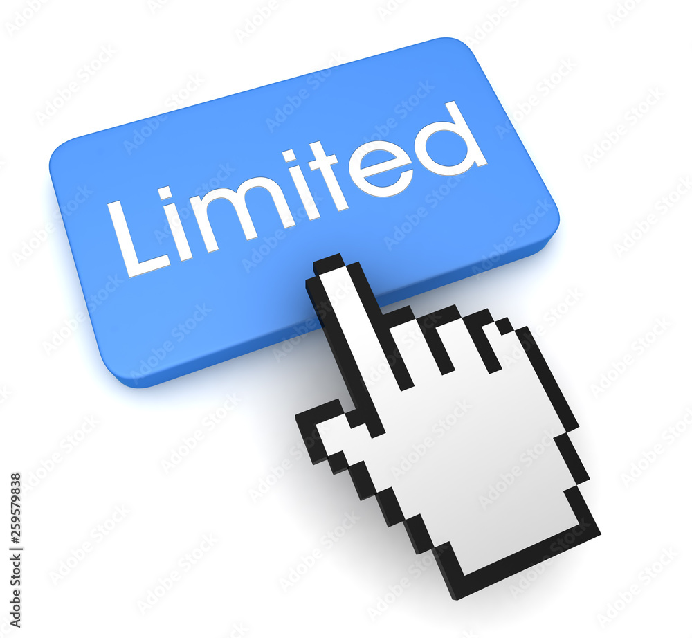 limited push button concept 3d illustration limited push button concept 3d illustration