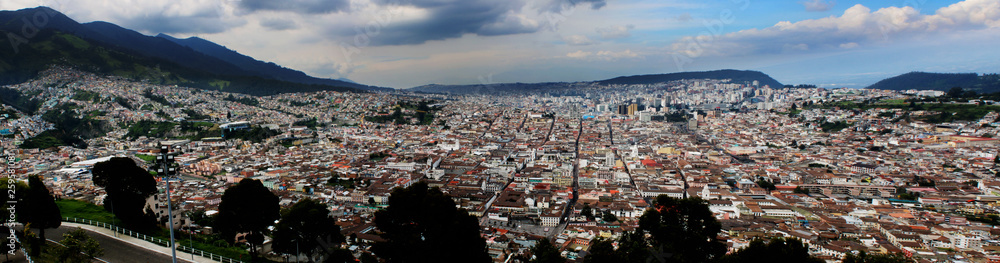Panorama of quito showing the city between the mountains