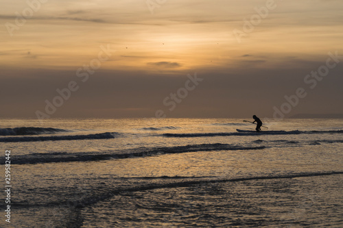 Paddle boarding at sunset © Compelling