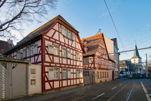 Fachwerkhäuser im Stadtteil Bessungen in Darmstadt, Hessen, Deutschland 