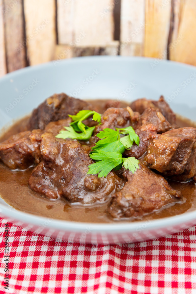 Red wine cock-delicious french recipe coq au vin