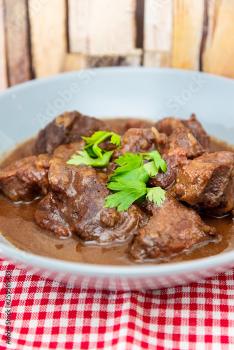 Red wine cock-delicious french recipe coq au vin