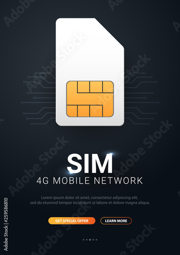 Mobile Sim Card. Mobile Network. Technology Concept. Vector illustration.