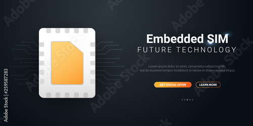 Embedded SIM. eSIM - electronic sim phone new mobile communication technology. Vector Illustration.