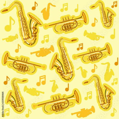 Musicial instruments saxophone and cornet pattern