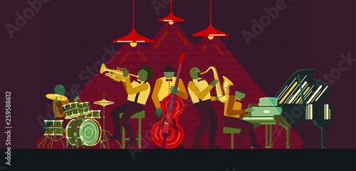 Photography Poster on Jazz day April 30 where Jazz Band playing on musicail instruments pian
