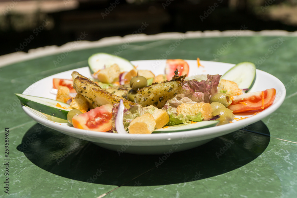 fish salad served with oil and vinegar fish salad served with oil and vinegar