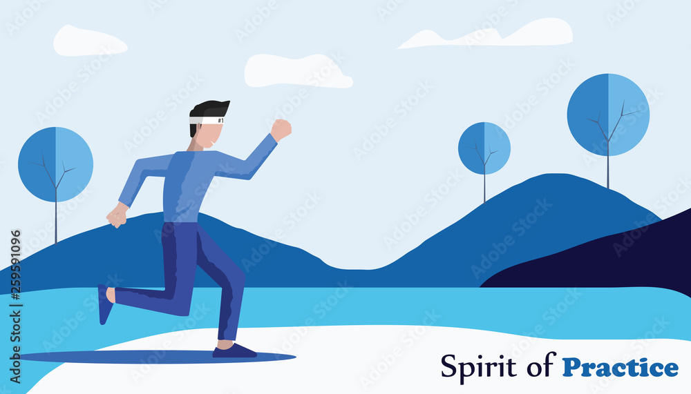 a man runs for practice. Spirit of practice for sport event to be a winner. flat design style and vector illustration. a man runs for practice. Spirit of practice for sport event to be a winner. flat design style and vector illustration.