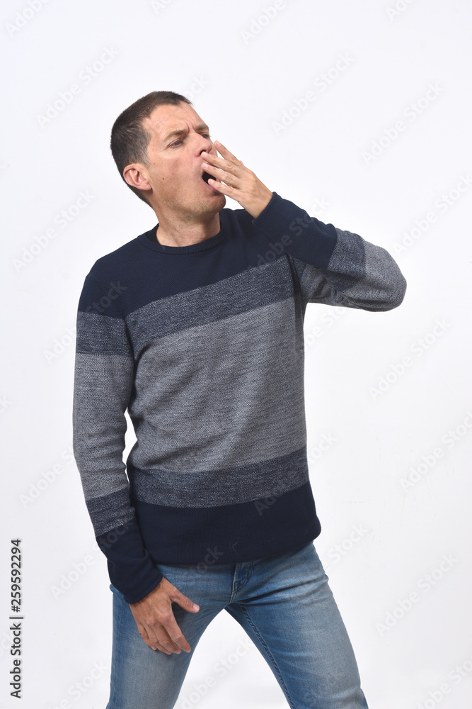 man yawning on white background man yawning on white background