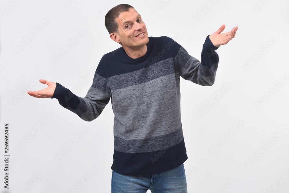 man with doubt or confused expression on white background man with doubt or confused expression on white background