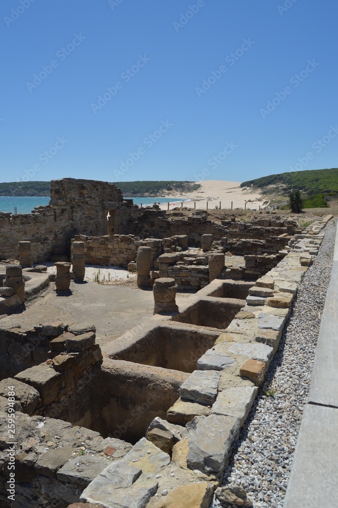 Factory Salted Fish In Roman City Baelo Claudia Dating In The Second Century BC Beach Of Bologna In Tarifa. Nature, Architecture, History, Archeology. July 10, 2014. Tarifa, Cadiz, Spain.