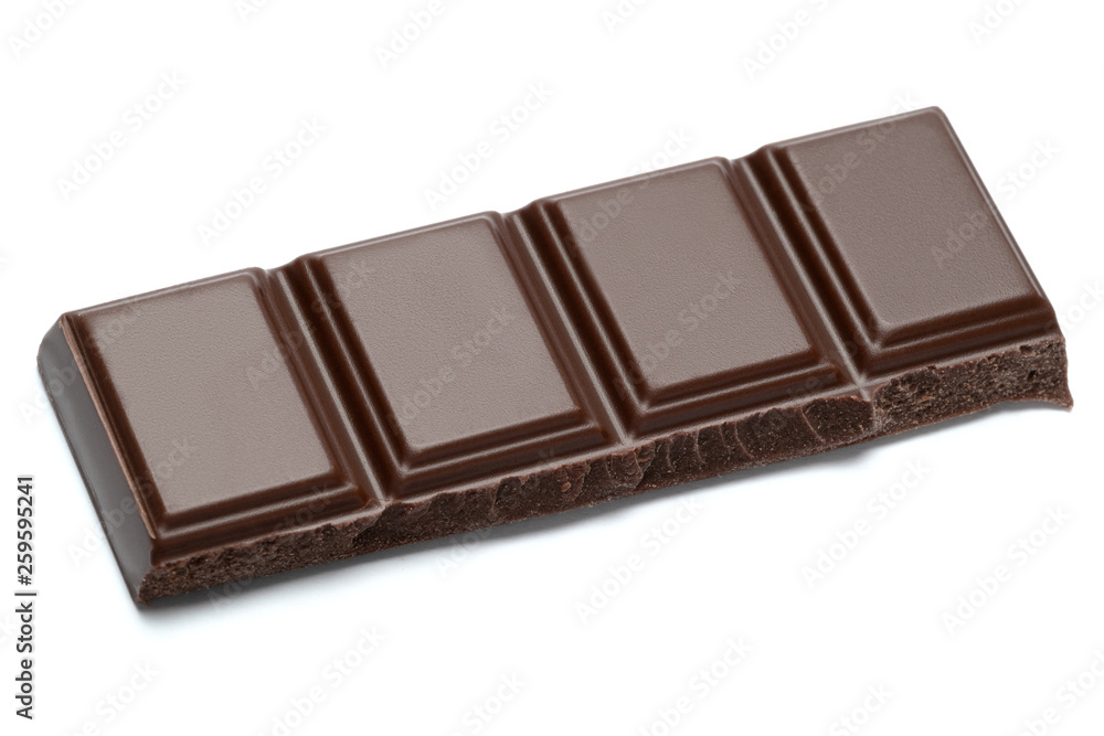 Dark organic chocolate pieces isolated on white background Dark organic chocolate pieces isolated on white background