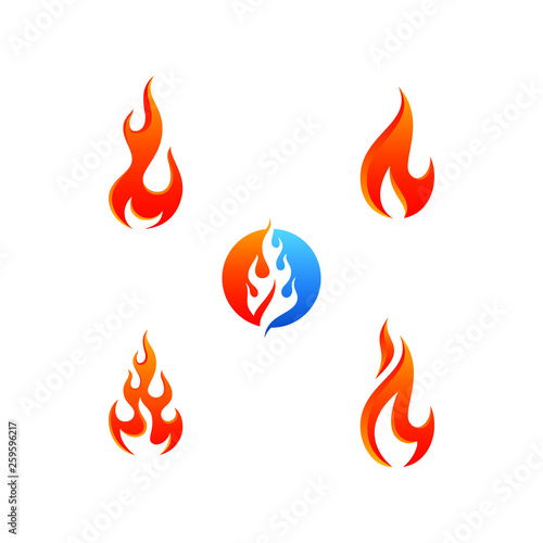  Modern Fire Flame Icon Logo Set collection vector with hot color