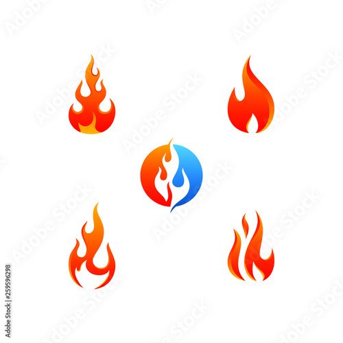  Modern Fire Flame Icon Logo Set collection vector with hot color