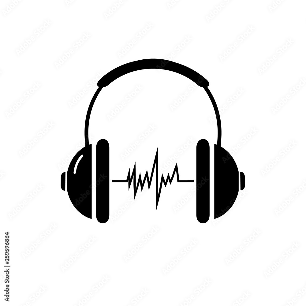 Headphone headset icon in flat style. Headphones vector illustration on white isolated background. Audio gadget business concept Headphone headset icon in flat style. Headphones vector illustration on white isolated background. Audio gadget business concept