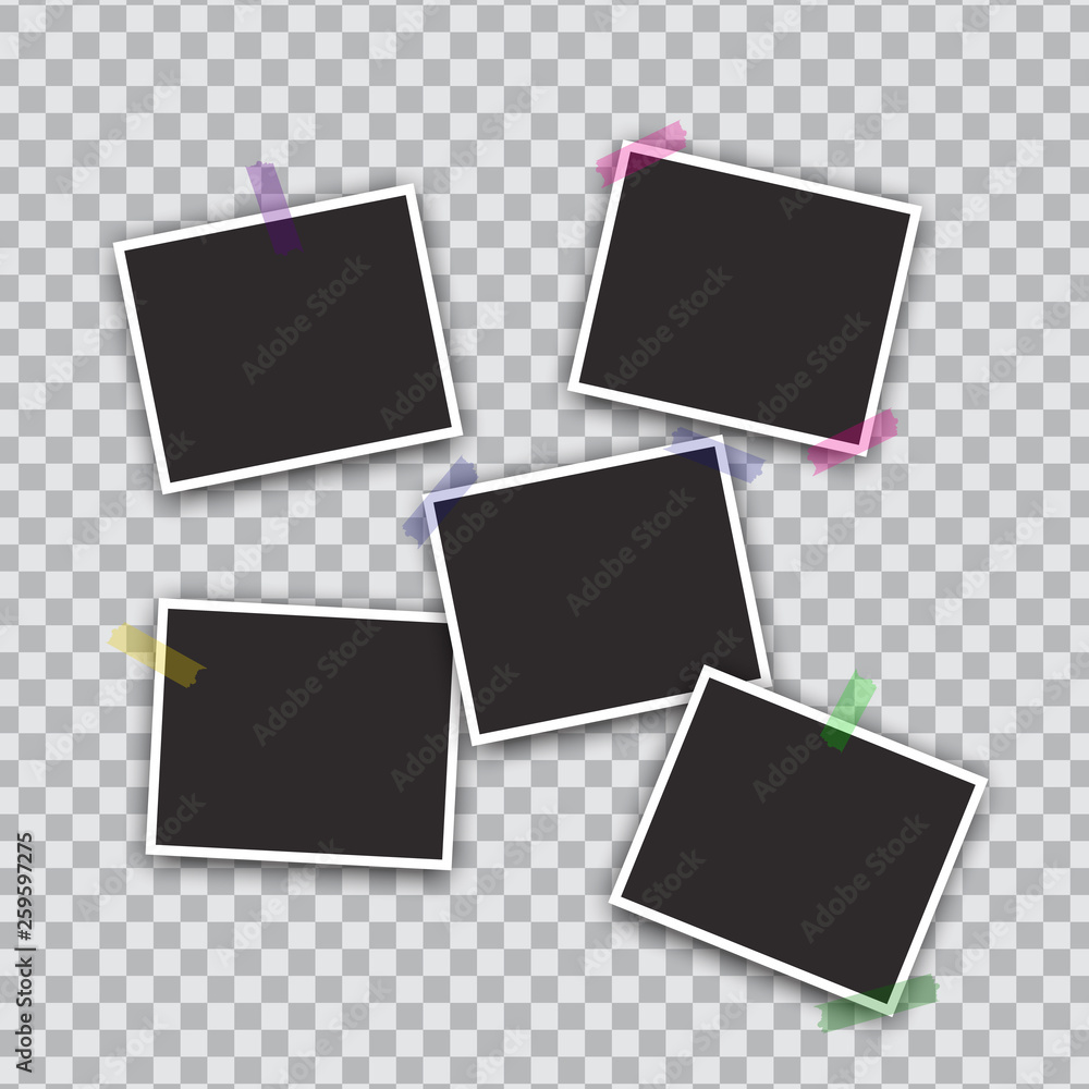 Vector Photo frames mockup design. White border on a transparent background Vector Photo frames mockup design. White border on a transparent background