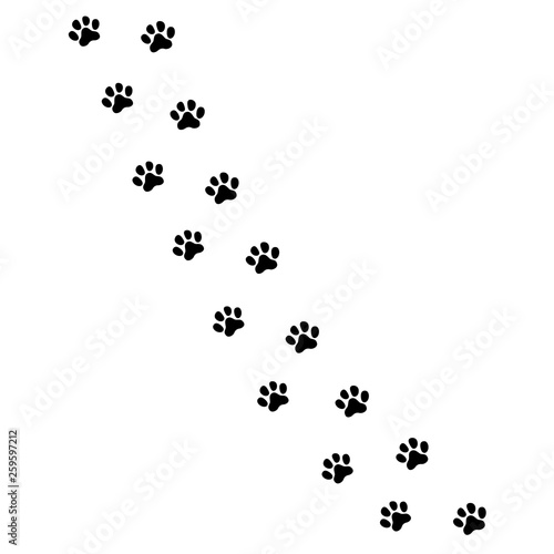 Paw prints icon in flat style. Footprints animals symbol for your web site design, logo, app, UI Vector illustration