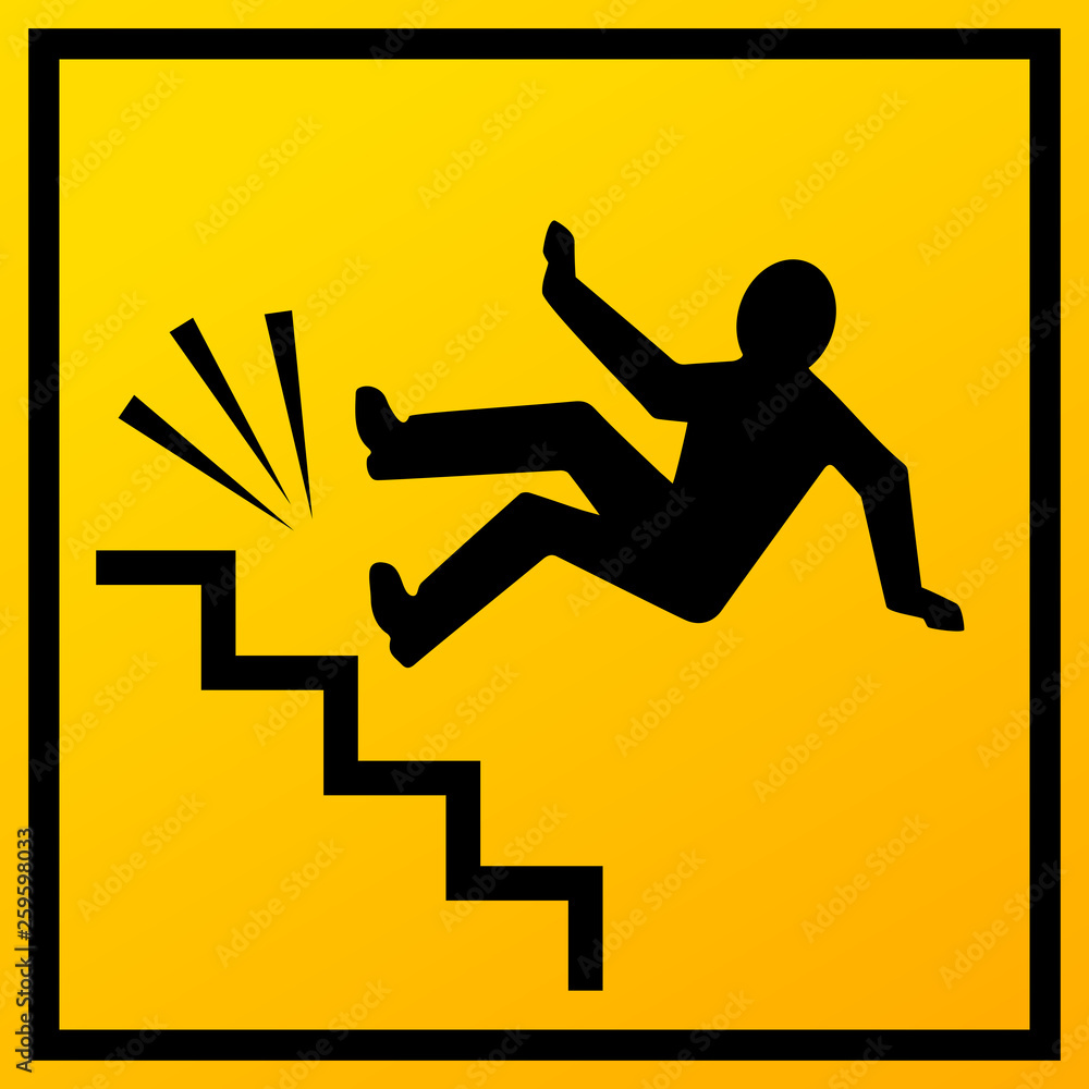 Stairs fall vector sign Stairs fall vector sign