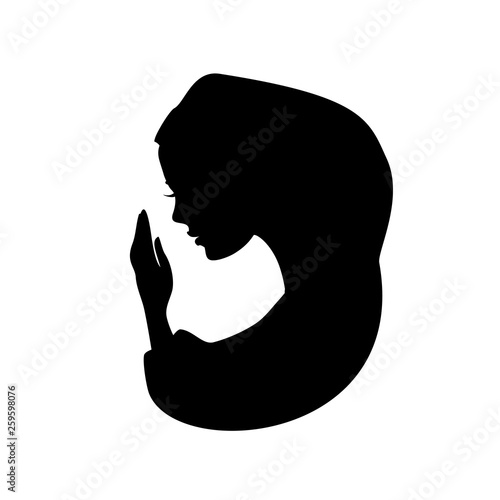 Woman praying icon - vector illustration
