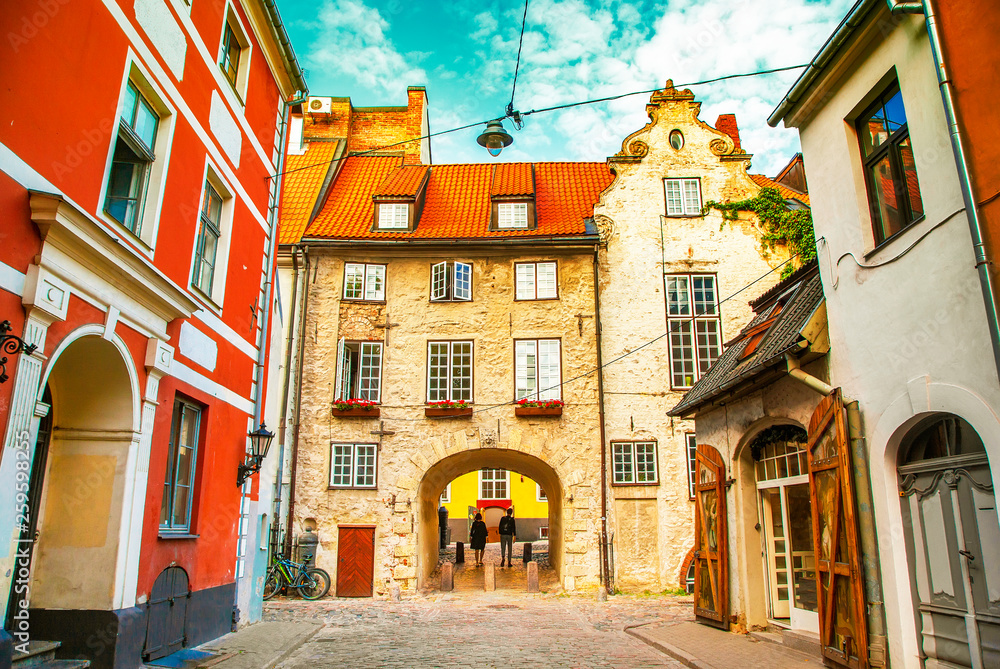 Riga old town, Latvia, toned photo