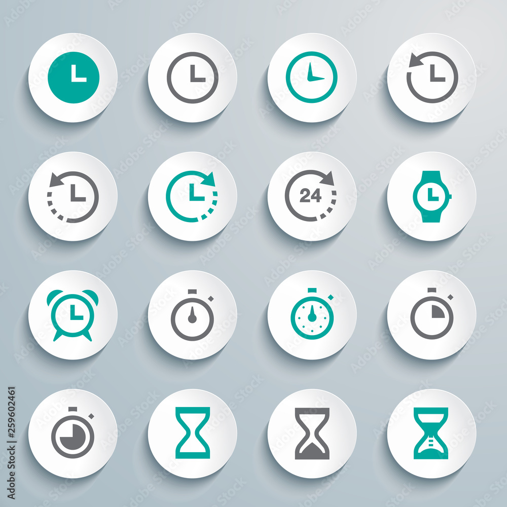 Time clock icon set Time clock icon set