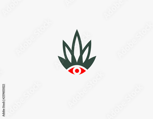 Linear green logo leaf cannabis plant and eye for company