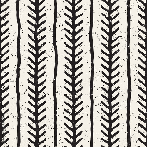 Seamless geometric vector pattern. Monochrome black and white brush strokes background. Hand drawn ink lines texture.